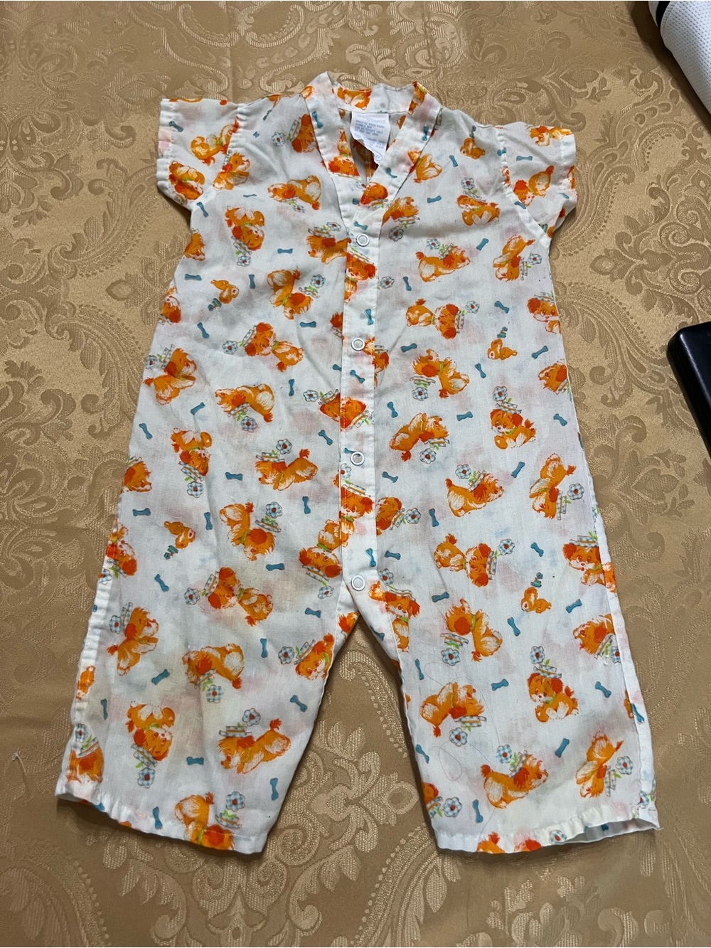 Vintage 60’s 70’s 12 Months Romper Greencraft Puppies Snaps